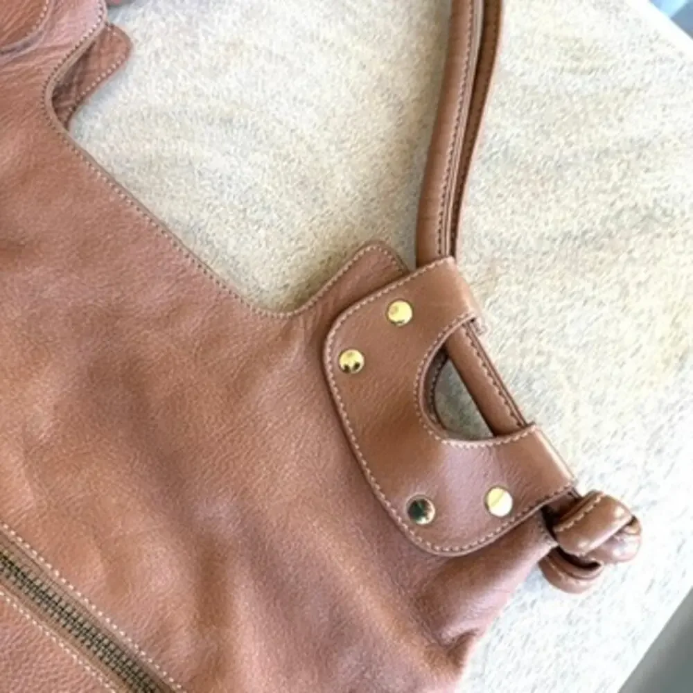 Pietro Alessandro Leather Tote Shoulder Bag‎ Tan Made in New York Boho Statement